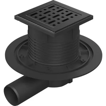 Podlahová vpusť boční černá D50, nerez mřížka FACE černá