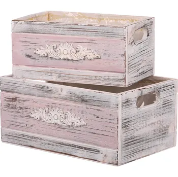 Stojan na květiny Obal na květiny, dřevěný - tvar šuplíku, fialový, cena za sadu 2 ks