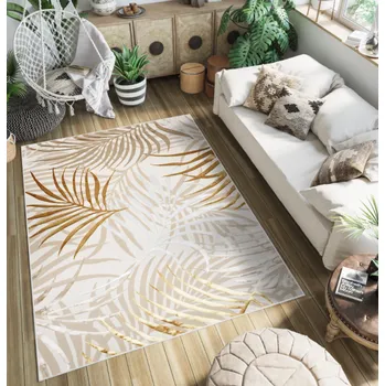 Koberec Designový koberec s exotickými listy v béžové GOLDEN Šířka: 160 cm | Délka: 230 cm