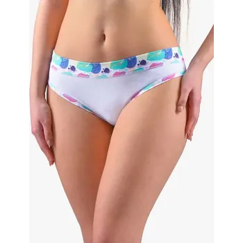 Kalhotky GINA dámské kalhotky bokové se širokým bokem, širší bok, šité, s potiskem Disco XVII 16170P - bílá atlantic - 42/44