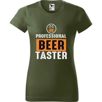 Dámské tričko DOBRÝ TRIKO Dámské tričko s potiskem Beer taster Barva: Khaki, Velikost: XS