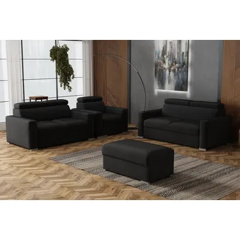 Taburet FALCO Sedací souprava Petrit 3+2+1+taburet Kronos černá