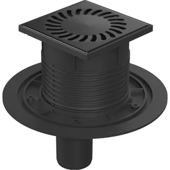 kanalizace Podlahová vpusť spodní černá D50, nerez mřížka SUN černá