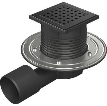 Odvodňovací žlab Podlahová vpusť boční černá D50/75 NEPTUN, nerez příruba, mřížka GATE černá
