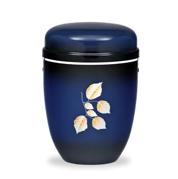 Smuteční dekorace Kovová urna Lucea - Modrá/Listy