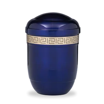 Smuteční dekorace Kovová urna Soluna - Modrá/Meandr