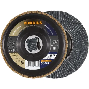 Brusný kotouč RHODIUS Lamelový brusný kotouč LGZ PB X-LOCK 125 x 22,23 P80 TOPline