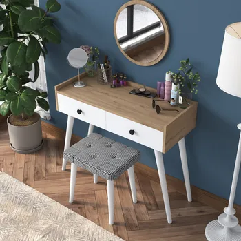 Toaletní stolek MAGENTA toaletní stolek s taburetkou, ořech/bílá