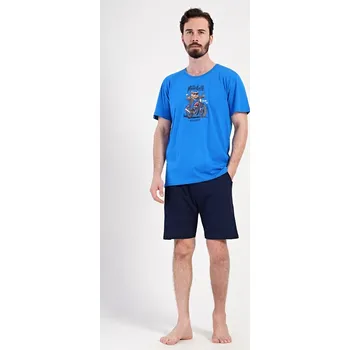 Pánské pyžamo Pánské pyžamo šortky Motorkář - modrá - M