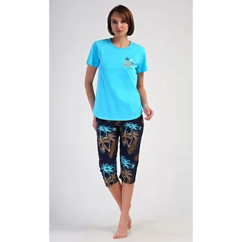 Dámské pyžamo Dámské pyžamo kapri Tropicana - tyrkysová - M