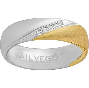 Prsten Snubní stříbrný prsten SHULIEN pozlacený 14 kt. žlutým zlatem s Brilliance Zirconia velikost obvod 60 mm SHG8501RWGP-obvod 60 mm