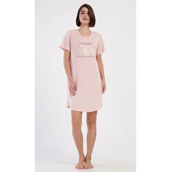 Dámské šaty Dámské domácí šaty s krátkým rukávem Michaela - světle lososová - 4XL