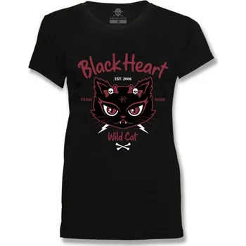 Dámské tričko Dámské Triko BLACK HEART WILD CAT Barva: Černá, Velikost: XL - XL