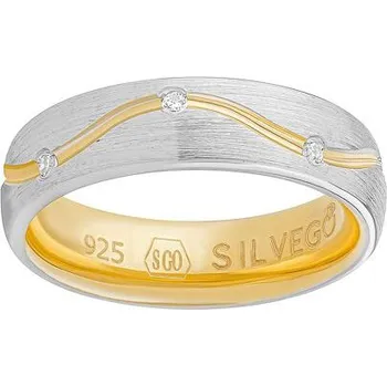 Prsten Snubní stříbrný prsten VIRELI pozlacený s linkou a Brilliance Zirconia velikost obvod 52 mm SHG4158RWGP-obvod 52 mm