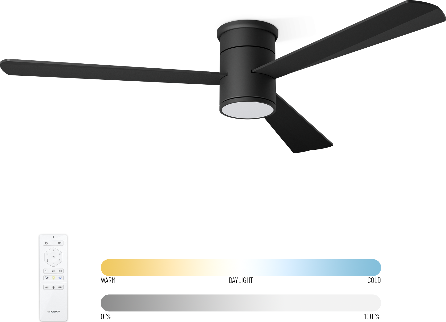 Noaton 15132BB Zoya, černá, stropní ventilátor se světlem