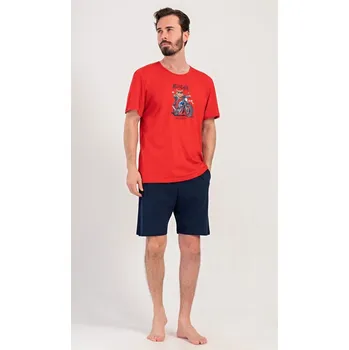 Pánské pyžamo Pánské pyžamo šortky Motorkář - červená - M