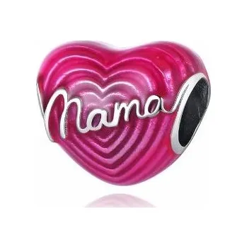 Korálek Prosperk Korálek na náramek růžové srdíčko mama S3752