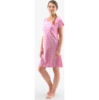 Dámská noční košile košilka noční dámská krátký rukáv - růžovofialová pink - L