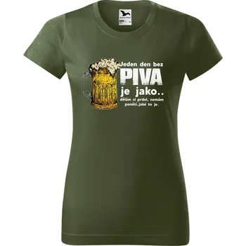 Dámské tričko DOBRÝ TRIKO Dámské tričko s potiskem Den bez piva Barva: Khaki, Velikost: L