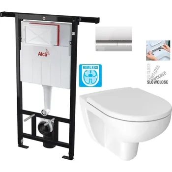 Klozet Předstěnový instalační systém s chromovým tlačítkem M1721 + WC JIKA LYRA PLUS RIMLESS + SEDÁTKO DURAPLAST SLOWCLOSE AM102/1120 M1721 LY2
