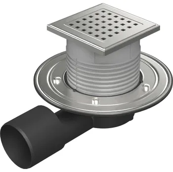 Podlahová vpusť boční D50/75, nerez příruba, rámeček, mřížka GATE