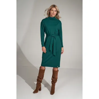 Dámské šaty Tmavě zelené rolákové šaty s páskem M726 Green Velikost: XS