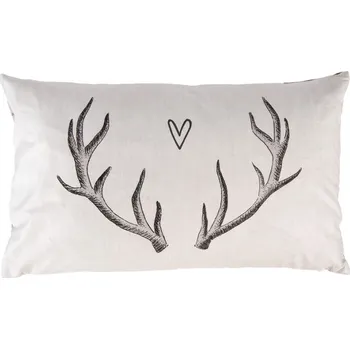 Povlak na dekorativní polštářek Béžový povlak na polštář s parožím Love Deer - 30*50 cm