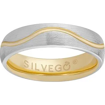 Prsten Snubní stříbrný prsten VIRELI pozlacený žlutým zlatem s linkou velikost obvod 48 mm SHG4158RMGP-obvod 48 mm