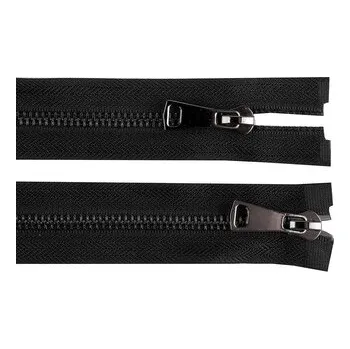 Zip Zip kovový No 5 dělitelný 2 jezdce / dvoucestný 70 cm - 1 ks - 2 černá černý nikl