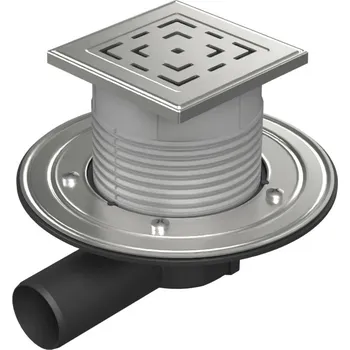 Odvodňovací žlab Podlahová vpusť boční D50, nerez příruba, rámeček, mřížka LABYRINTH