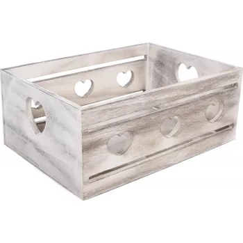 Úložný box Dřevěná bedýnka srdce malá