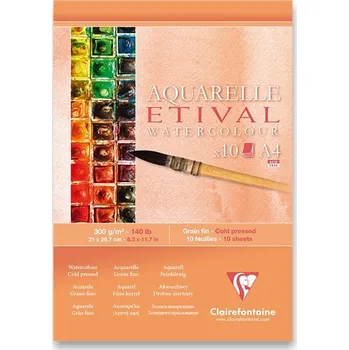 Umělecký papír Clairefontaine ETIVAL, akvarelový blok Cold pressed A4, 300 g, 10 listů