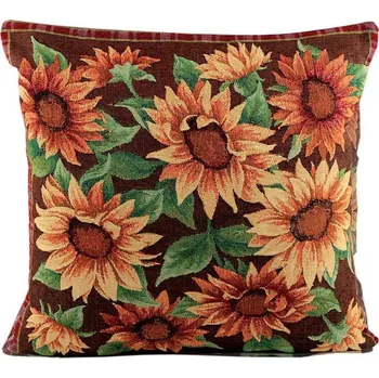 Povlak na polštářek Gobelínový povlak na polštář lemovaný kroucenou šňůrou 45x45 cm - 2 hnědá