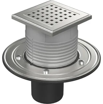 Odvodňovací žlab Podlahová vpusť spodní D75, nerez příruba, rámeček, mřížka GATE