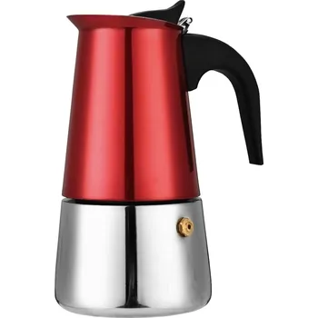 Moka konvice PERFECT HOME Kávovar moka 4 šálky nerez METAL RED vč. indukce
