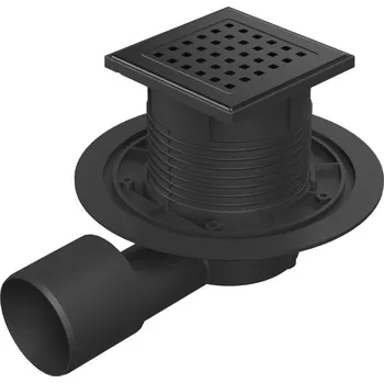 Odvodňovací žlab Podlahová vpusť boční černá D50/75, nerez mřížka GATE černá