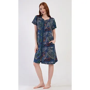 Dámské šaty Dámské domácí šaty s krátkým rukávem Barbara - tmavě modrá - M