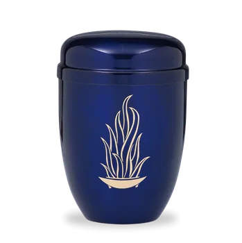 Smuteční dekorace Kovová urna Lucea - Modrá/Plamen