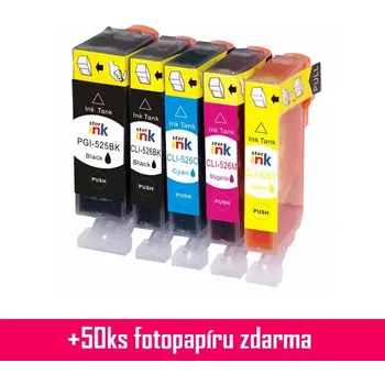 Počítač Starink kompatibilní cartridge Canon PGI-525PGBK + CLI-526 C/M/Y/BK (2x Černá + 3x Barvy)