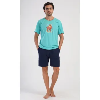 Pánské pyžamo Pánské pyžamo šortky Relax - tyrkysová - L