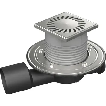 kanalizace Podlahová vpusť průběžná D50/75, nerez příruba, mřížka SUN