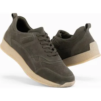Pánská obuv Lehké semišové pánské tenisky ve sportovním stylu - olivové V1 OM-FOSL-0205 - 43