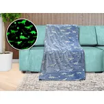 Svítící deka mikroflanel DINO BLUE 150x200 cm modrá