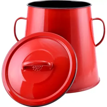 Konvička na mléko Smaltovaný hrnec na sádlo 30 L (smaltovaná nádoba na sádlo 30 L pro uskladnění sádla ze zabíjačky na zimu)