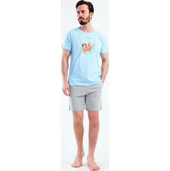 Pánské pyžamo Pánské pyžamo šortky Pohodář - světle modrá - XL