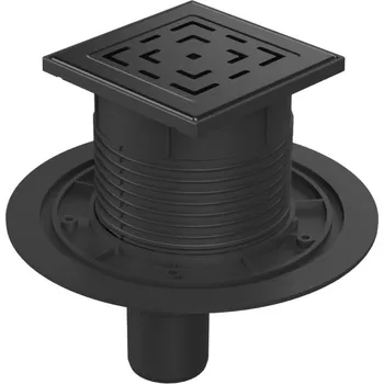 Podlahová vpusť spodní černá D50, nerez mřížka LABYRINTH černá