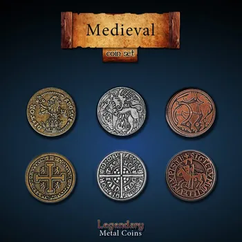 Příslušenství k deskovým hrám Drawlab Games Medieval Coin Set (24 kusů)