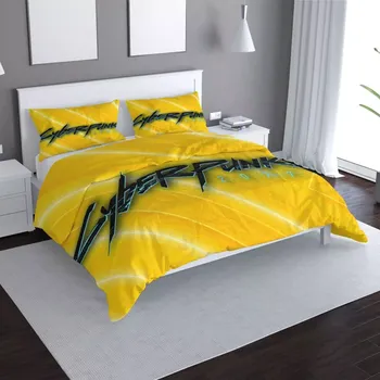 Povlečení Saténové povlečení Cyberpunk 2077 Žlutý - Sablio - 140x200 / 90x70