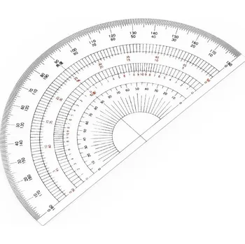 Úhloměr Půlkruhový úhloměr DRAPAS z čirého akrylátu 180° - průměr 150 mm