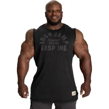 Pánské tričko Gasp THROWBACK S/L WASHED BLACK – tílko Gasp seprané černé Velikost: 4XL